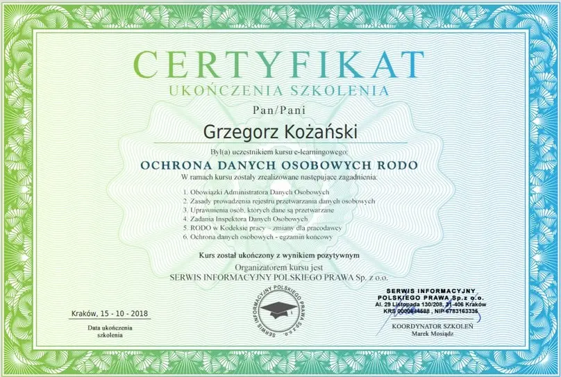 Grafika przedstawiająca certyfikat 